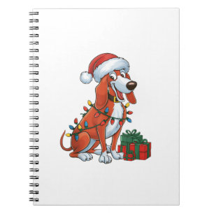 Julafton Lighting Santa Hat Redbone Coonhound Hund Anteckningsbok