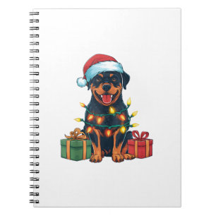 Julafton Lighting Santa Hat Rottweiler Hund jul Anteckningsbok