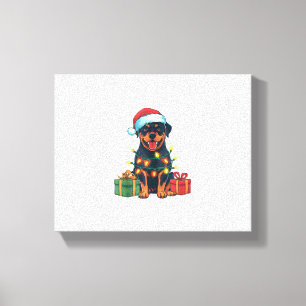 Julafton Lighting Santa Hat Rottweiler Hund jul Canvastryck