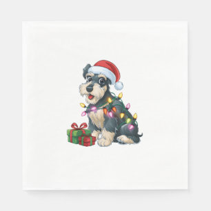 Julafton Lighting Santa Hat Schnauzer Hund jul Pappersservett