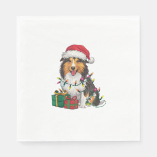 Julafton Lighting Santa Hat Shetland Sheepdog Chri Pappersservett