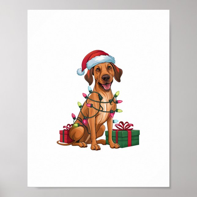 Julafton Lighting Santa Hat Thai Ridgeback Hund Ch Poster (Framsidan)