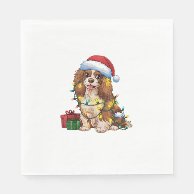 Julafton Lighting Santa Hat Tibetanskt spanskt Hun Pappersservett (Framsidan)