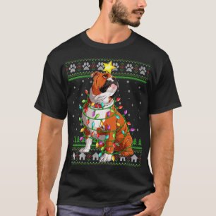 Julafton Lighting Santa Hat Ugly English Bulldog C T Shirt