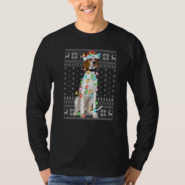 Julafton Lighting Santa Hat Ugly English Pointer C T Shirt (Framsida)
