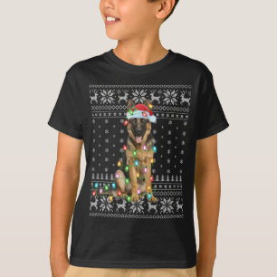 Julafton Lighting Santa Hat Ugly German Shepherd C T Shirt