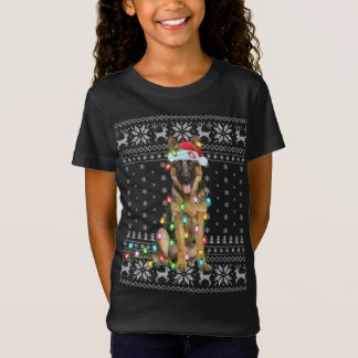 Julafton Lighting Santa Hat Ugly German Shepherd C T Shirt