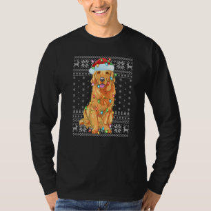 Julafton Lighting Santa Hat Ugly Golden Retriever  T Shirt
