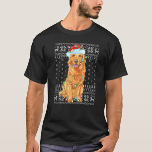 Julafton Lighting Santa Hat Ugly Golden Retriever T Shirt