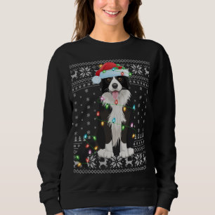 Julafton Lighting Santa Hat Ugly Gräns Collie Chri T Shirt
