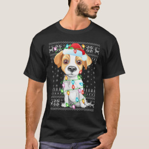 Julafton Lighting Santa Hat Ugly Jack Russell Terr T Shirt