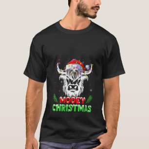Julafton Lighting Santa Highland Cow Mooey jul V T Shirt