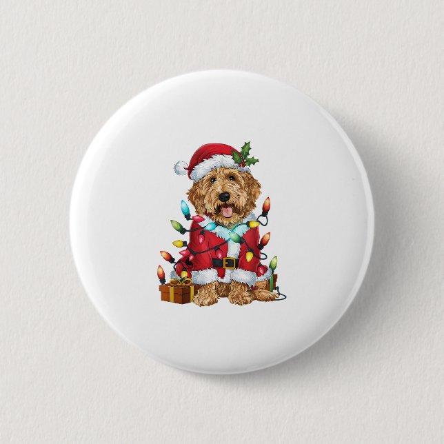 Julafton Lighting Santa Labradoodle Hund jul Knapp (Framsida)