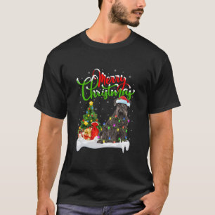 Julafton Lighting Santa Miniature Schnauzer Hund T Shirt