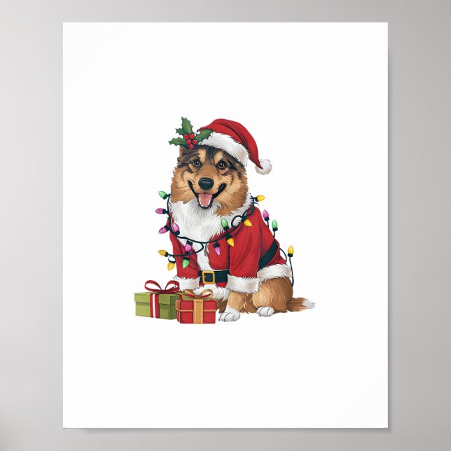 Julafton Lighting Santa Norway Elkhound Hund Chris Poster (Framsidan)