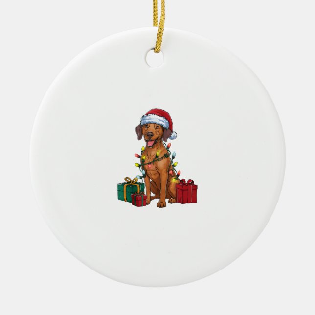 Julafton Lighting Santa Rhodesian Ridgeback Hund K Julgransprydnad Keramik (Framsidan)
