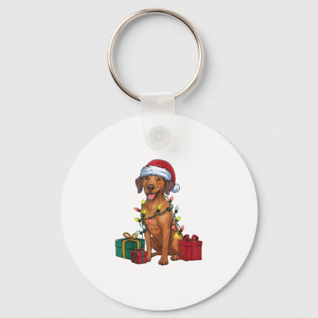 Julafton Lighting Santa Rhodesian Ridgeback Hund K Nyckelring (Framsida)