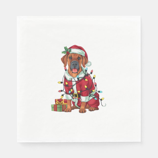 Julafton Lighting Santa Rhodesian Ridgeback Hund K Pappersservett (Framsidan)