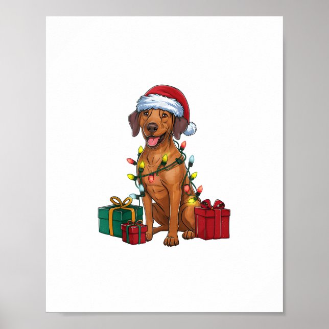 Julafton Lighting Santa Rhodesian Ridgeback Hund K Poster (Framsidan)