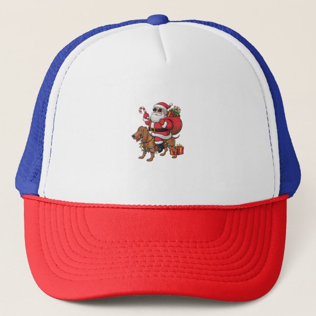 Julafton Lighting Santa Riding Basset Hound Hund K Keps (Framsida)