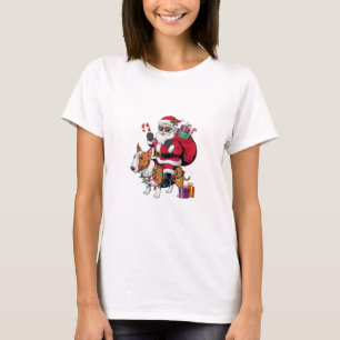 Julafton Lighting Santa Riding Bull Terrier Hund K T Shirt