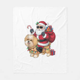 Julafton Lighting Santa Riding Chow Chow Hund jul Fleecefilt