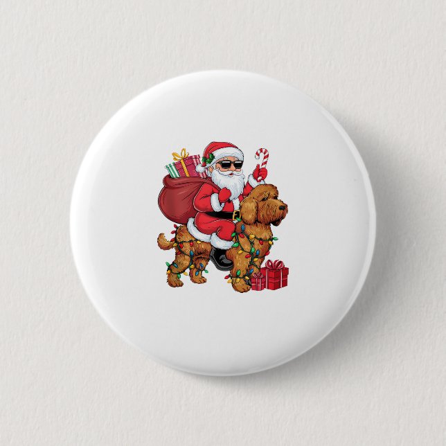 Julafton Lighting Santa Riding Cockapoo Hund jul Knapp (Framsida)