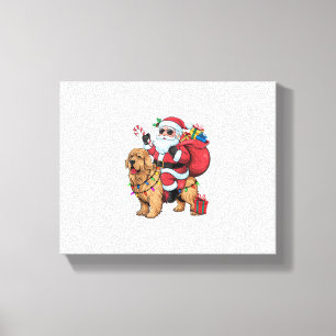 Julafton Lighting Santa Riding Golden Retriever Hu Canvastryck