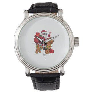 Julafton Lighting Santa Riding Goldendoodle Hund K Armbandsur