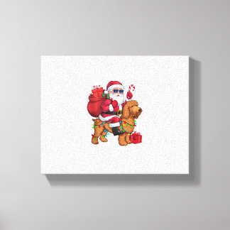 Julafton Lighting Santa Riding Goldendoodle Hund K Canvastryck