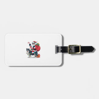 Julafton Lighting Santa Riding Gräns Collie Hund C Bagagebricka