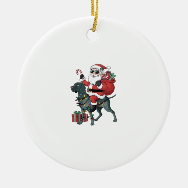 Julafton Lighting Santa Riding Great dane Hund Chr Julgransprydnad Keramik (Framsidan)