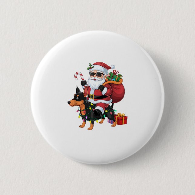 Julafton Lighting Santa Riding Miniature Pinscher  Knapp (Framsida)