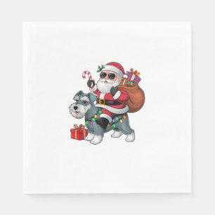 Julafton Lighting Santa Riding Miniature Schnauzer Pappersservett