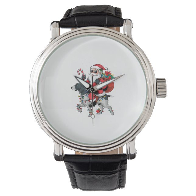 Julafton Lighting Santa Riding Poeing Hund jul Armbandsur (Framsida)