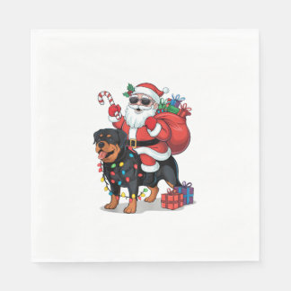 Julafton Lighting Santa Riding Rottweiler Hund Chr Pappersservett