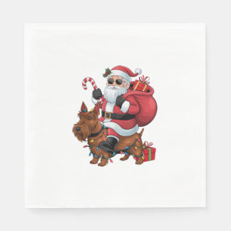 Julafton Lighting Santa Riding Scottish Terrier Hu Pappersservett