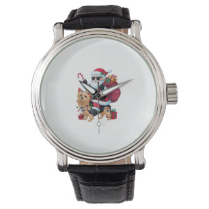 Julafton Lighting Santa Riding Yorkie Hund jul Armbandsur