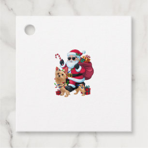 Julafton Lighting Santa Riding Yorkie Hund jul Gåvor Etiketter