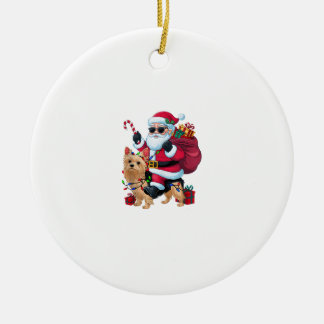 Julafton Lighting Santa Riding Yorkie Hund jul Julgransprydnad Keramik