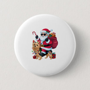 Julafton Lighting Santa Riding Yorkie Hund jul Knapp