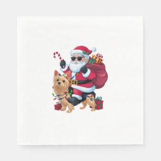 Julafton Lighting Santa Riding Yorkie Hund jul Pappersservett