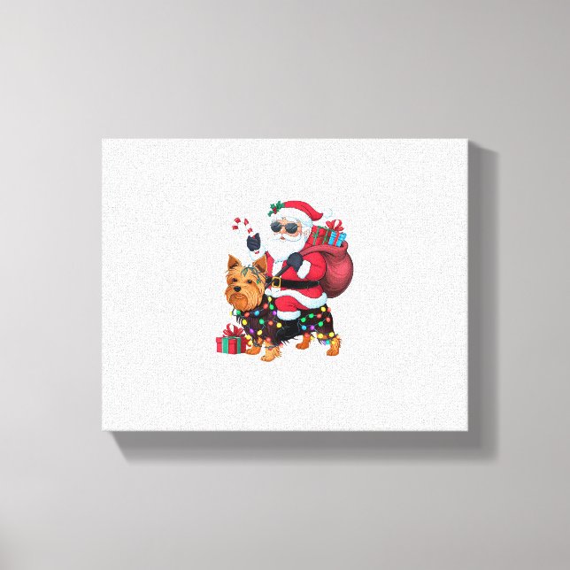 Julafton Lighting Santa Riding Yorkshire Terrier H Canvastryck (Framsida)