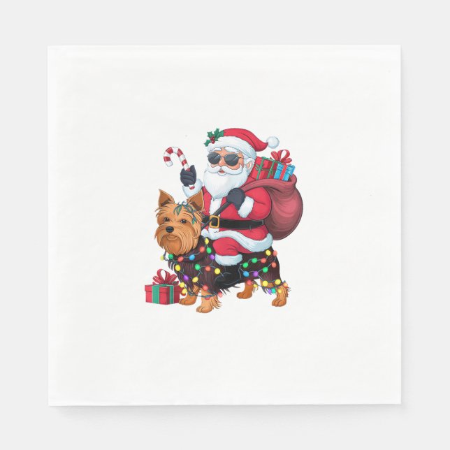 Julafton Lighting Santa Riding Yorkshire Terrier H Pappersservett (Framsidan)