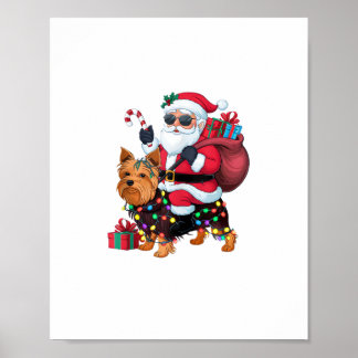 Julafton Lighting Santa Riding Yorkshire Terrier H Poster