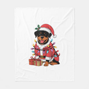 Julafton Lighting Santa Rottweiler Hund jul Fleecefilt