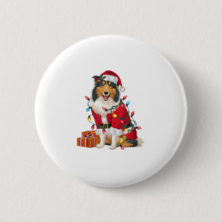 Julafton Lighting Santa Rough Collie Hund jul Knapp