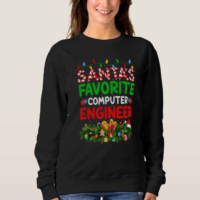 Julafton Lighting Santa S Favorite Computer Ingenj T Shirt (Framsida)