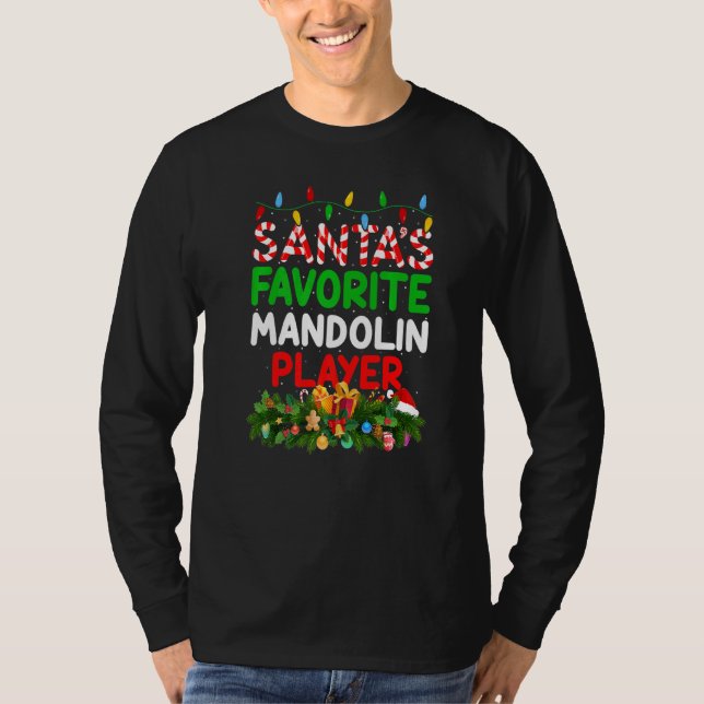 Julafton Lighting Santa S Favorite Mandolin Player T Shirt (Framsida)