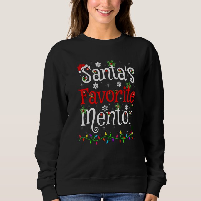 Julafton Lighting Santa S Favorite Mentor jul T Shirt (Framsida)